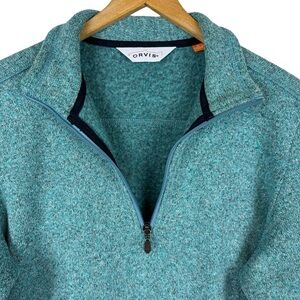 Orvis Quarter Zip Marled Fleece Pullover L